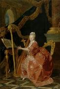 Etienne Aubry Victoire de France playing her harp oil painting